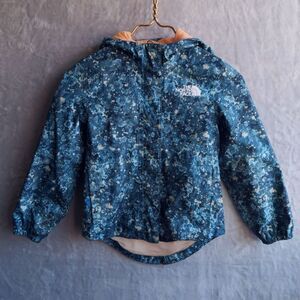 NORTH FACE Girls' Size 6 / XS Antora Paint Splatter Print Rain Jacket Hooded
